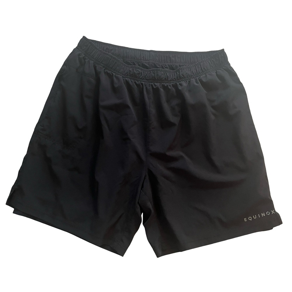 Equinox Men's Size L Black Lined Athletic Shorts Elastic Waist Zip Pocket Active